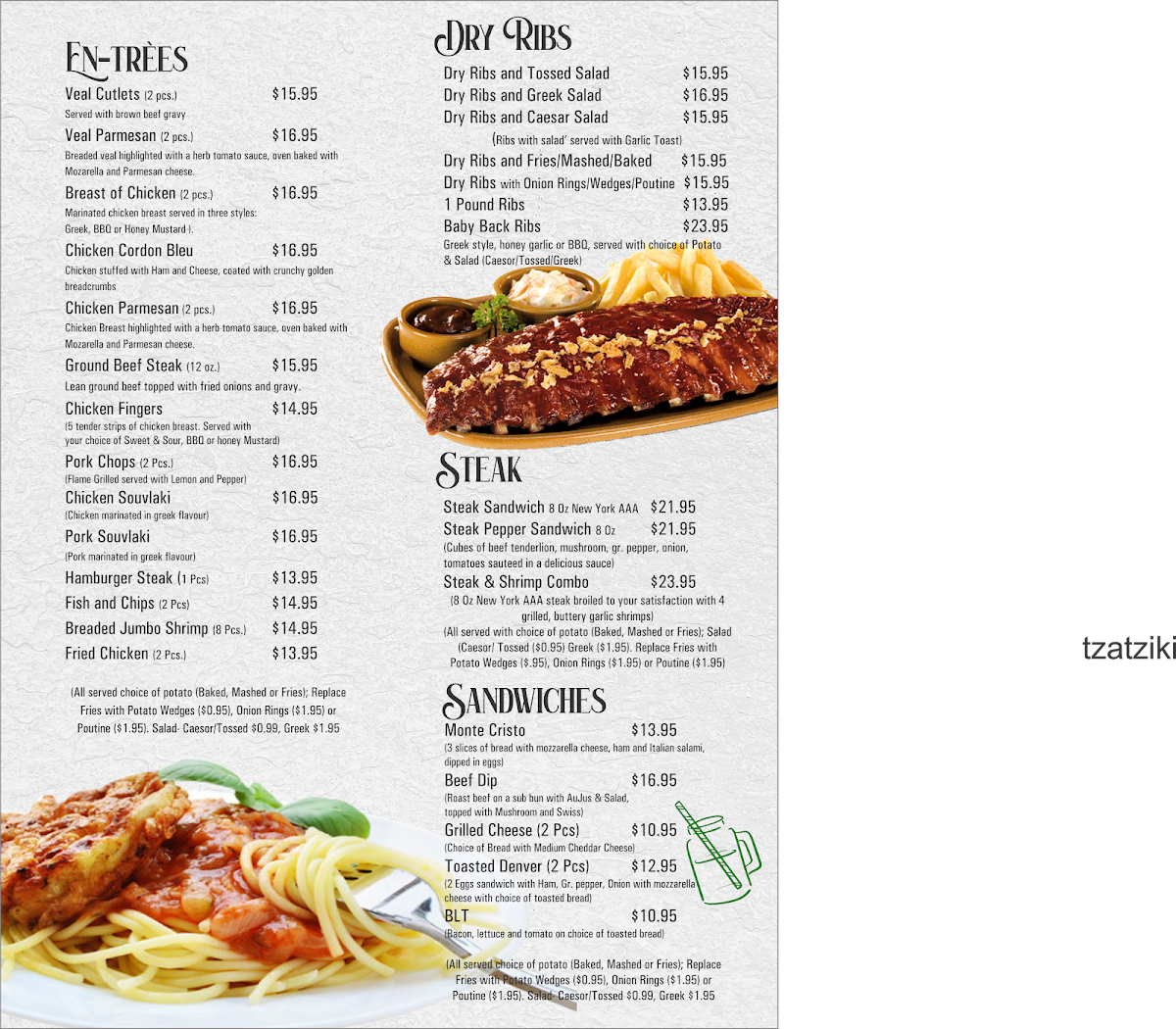 Menu, Chris' Place