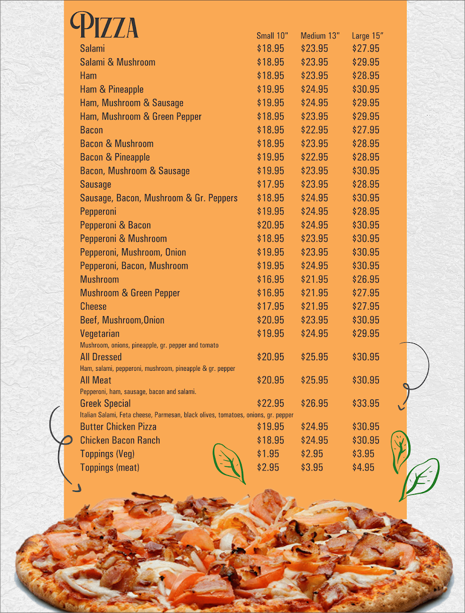 Menu, Chris' Place