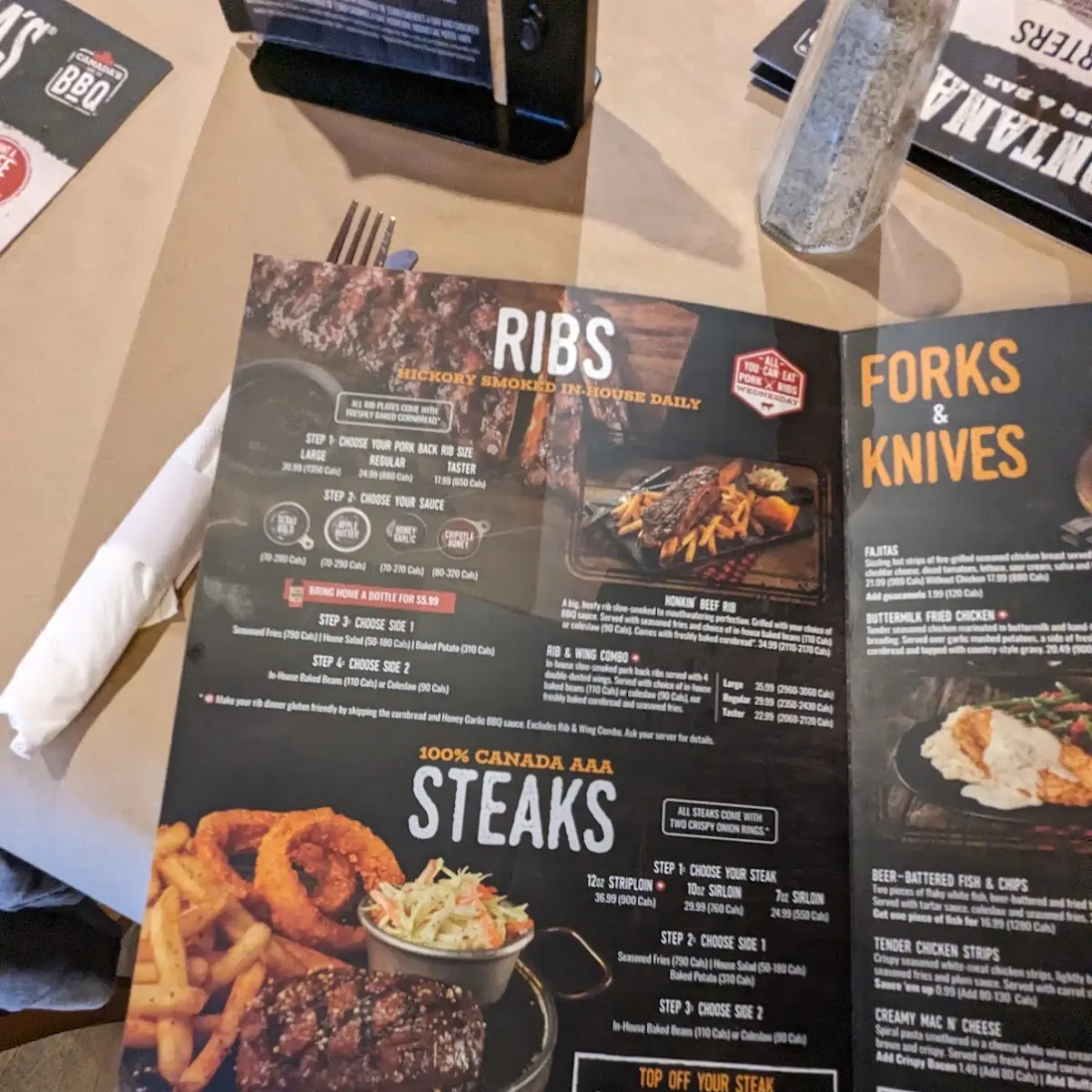 Menu, Montana’s BBQ & Bar