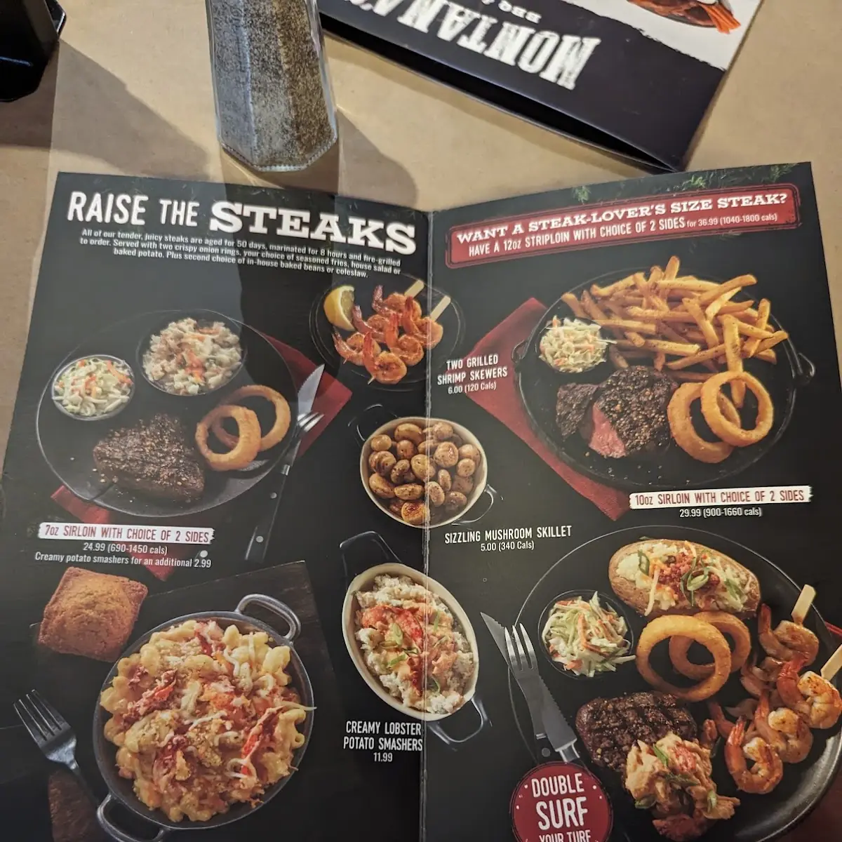 Menu, Montana’s BBQ & Bar