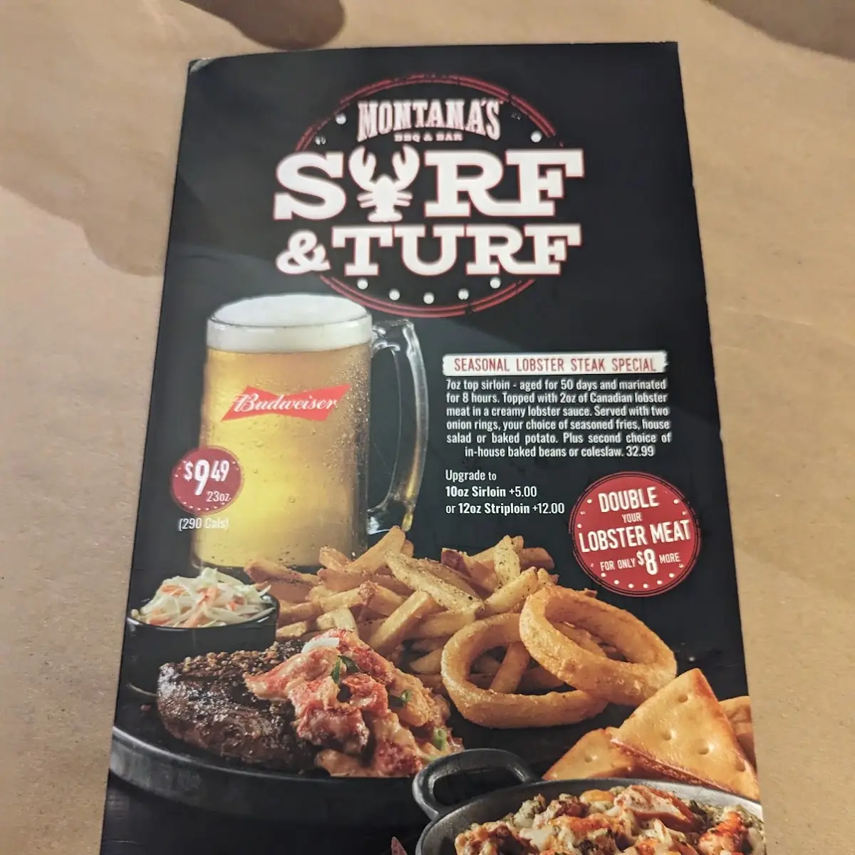 Menu, Montana’s BBQ & Bar