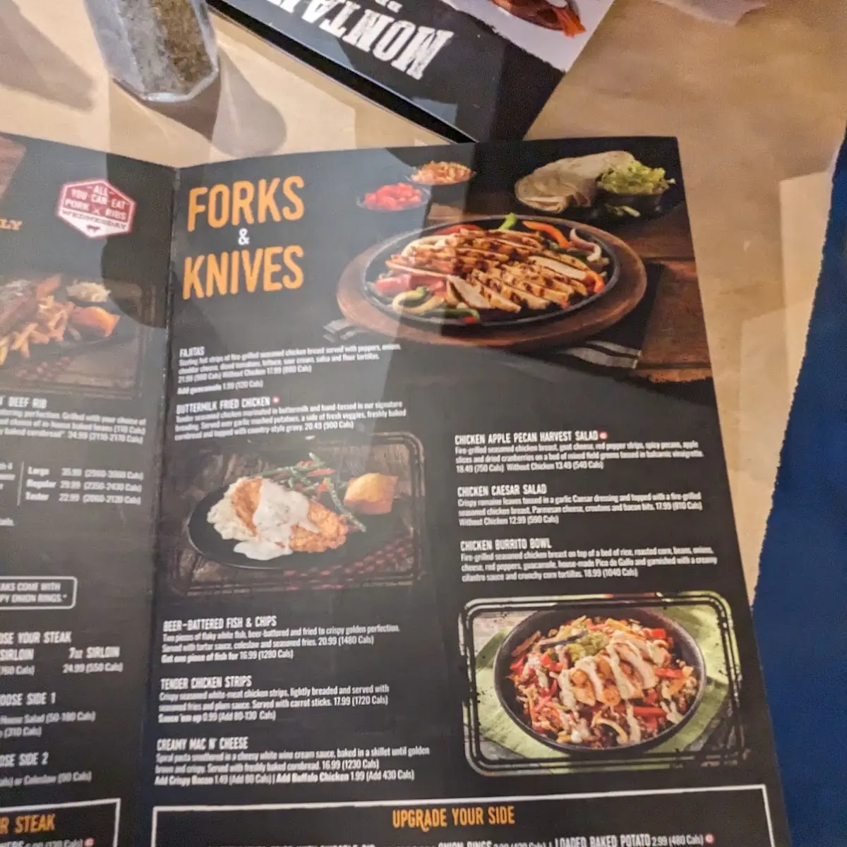 Menu, Montana’s BBQ & Bar