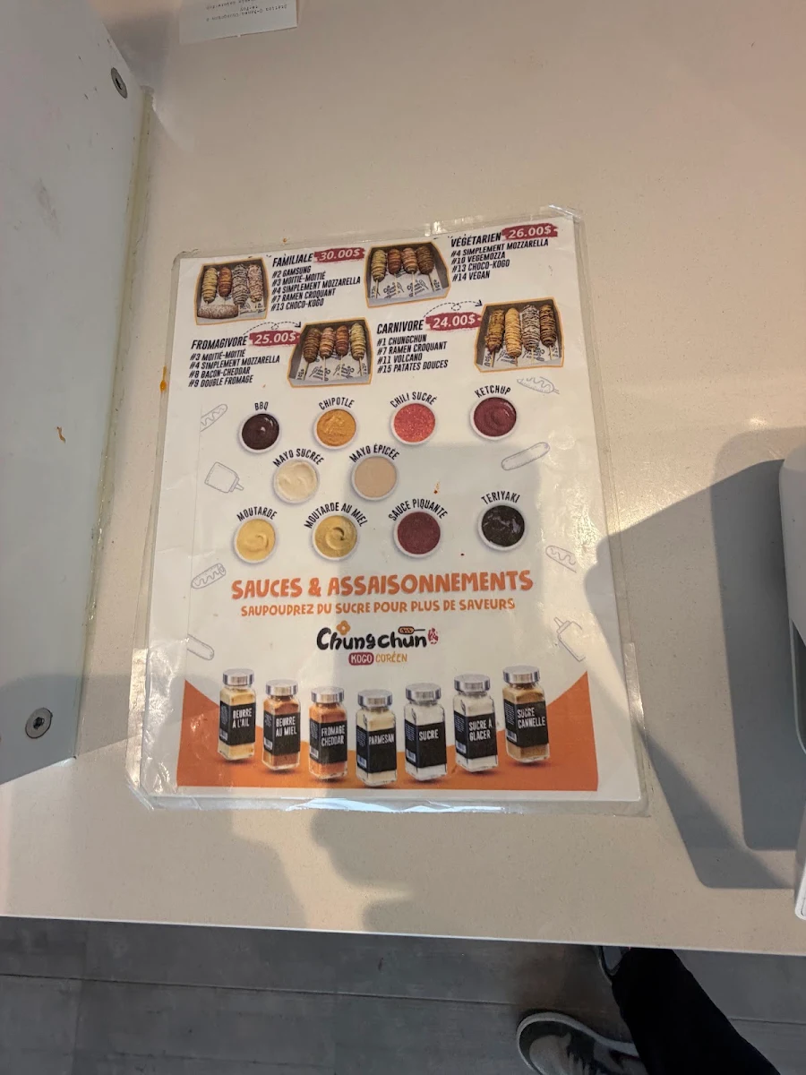 Menu, Chungchun Kogo Coreen