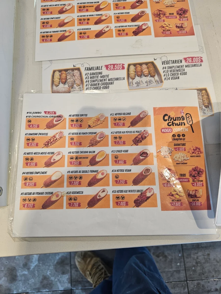 Menu, Chungchun Kogo Coreen
