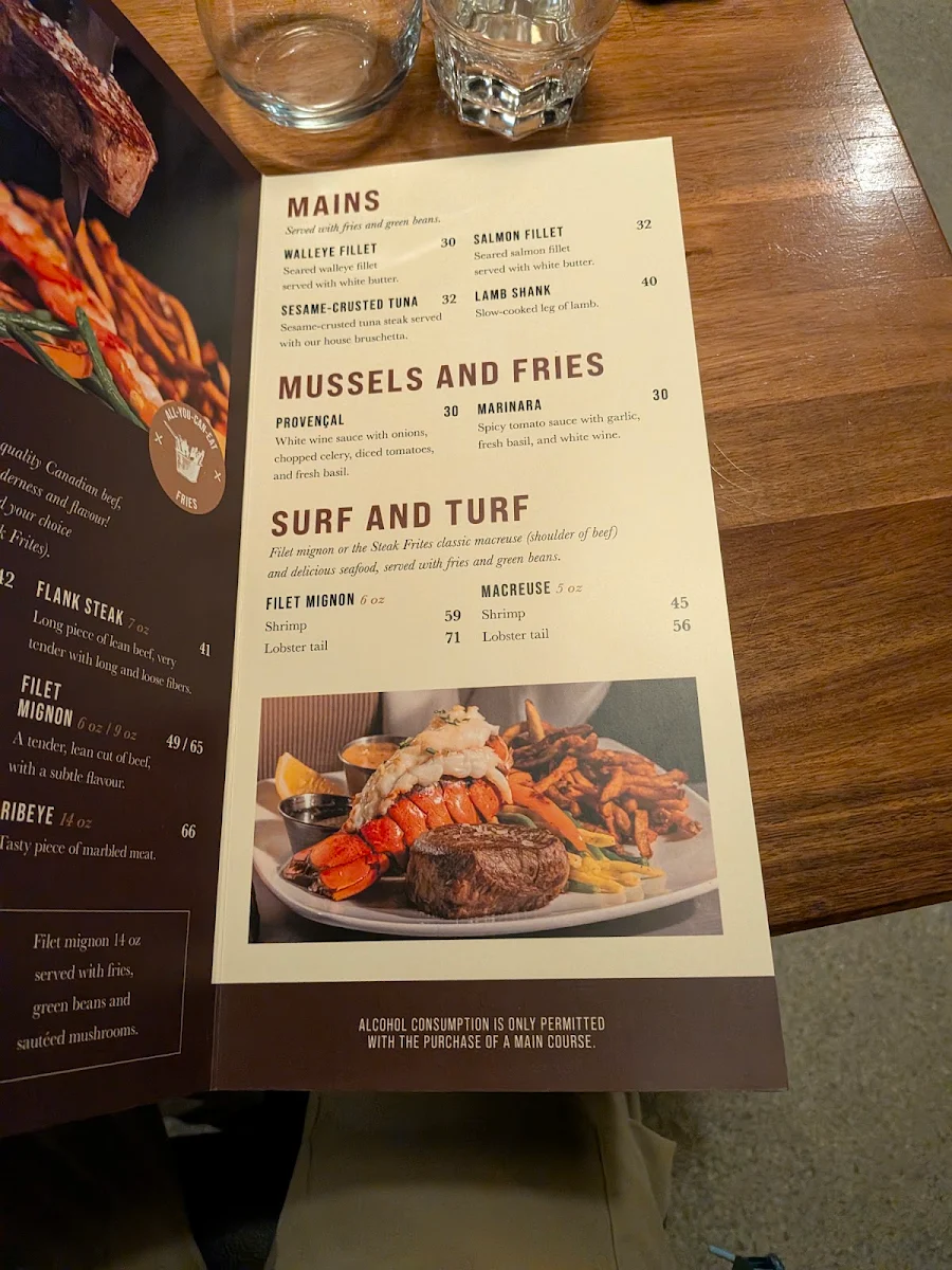 Menu, Steak Frites