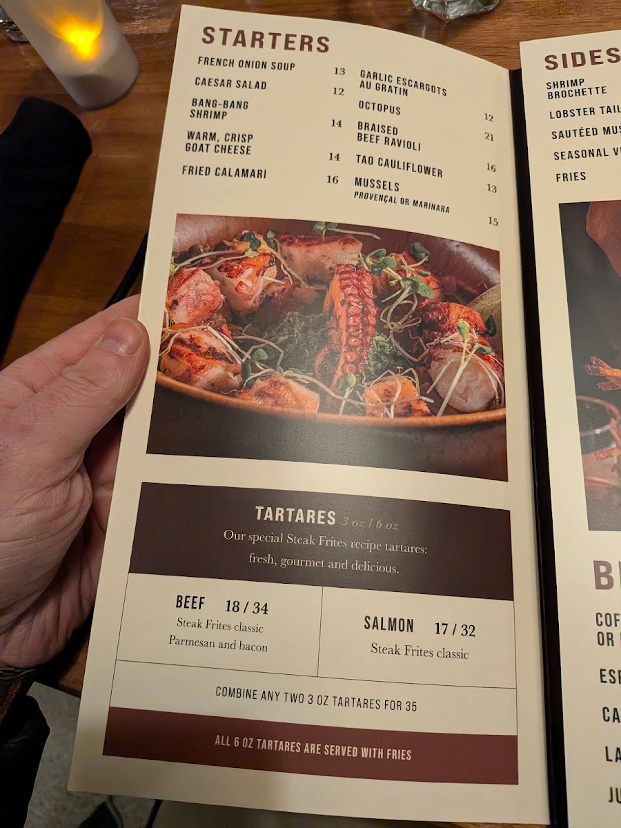 Menu, Steak Frites