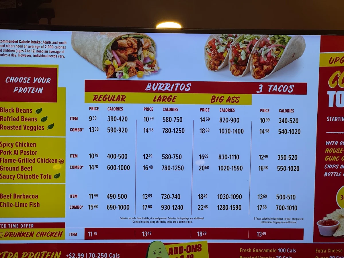 Menu, Quesada Burritos & Tacos
