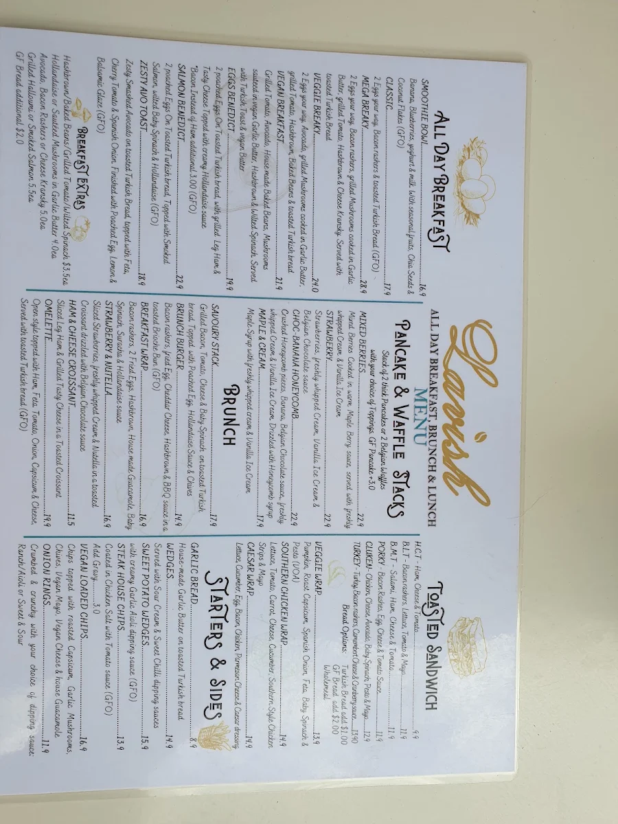 Menu, Lavish Cafe