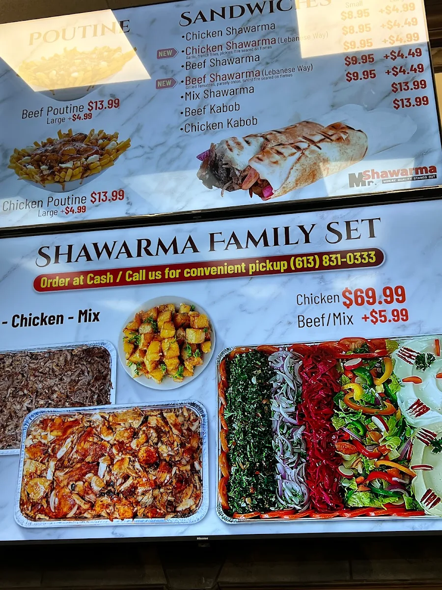 Menu, Mr Shawarma Restaurant (Kanata)