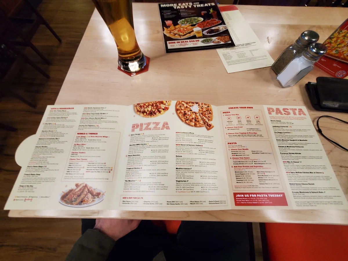 Menu, Boston Pizza