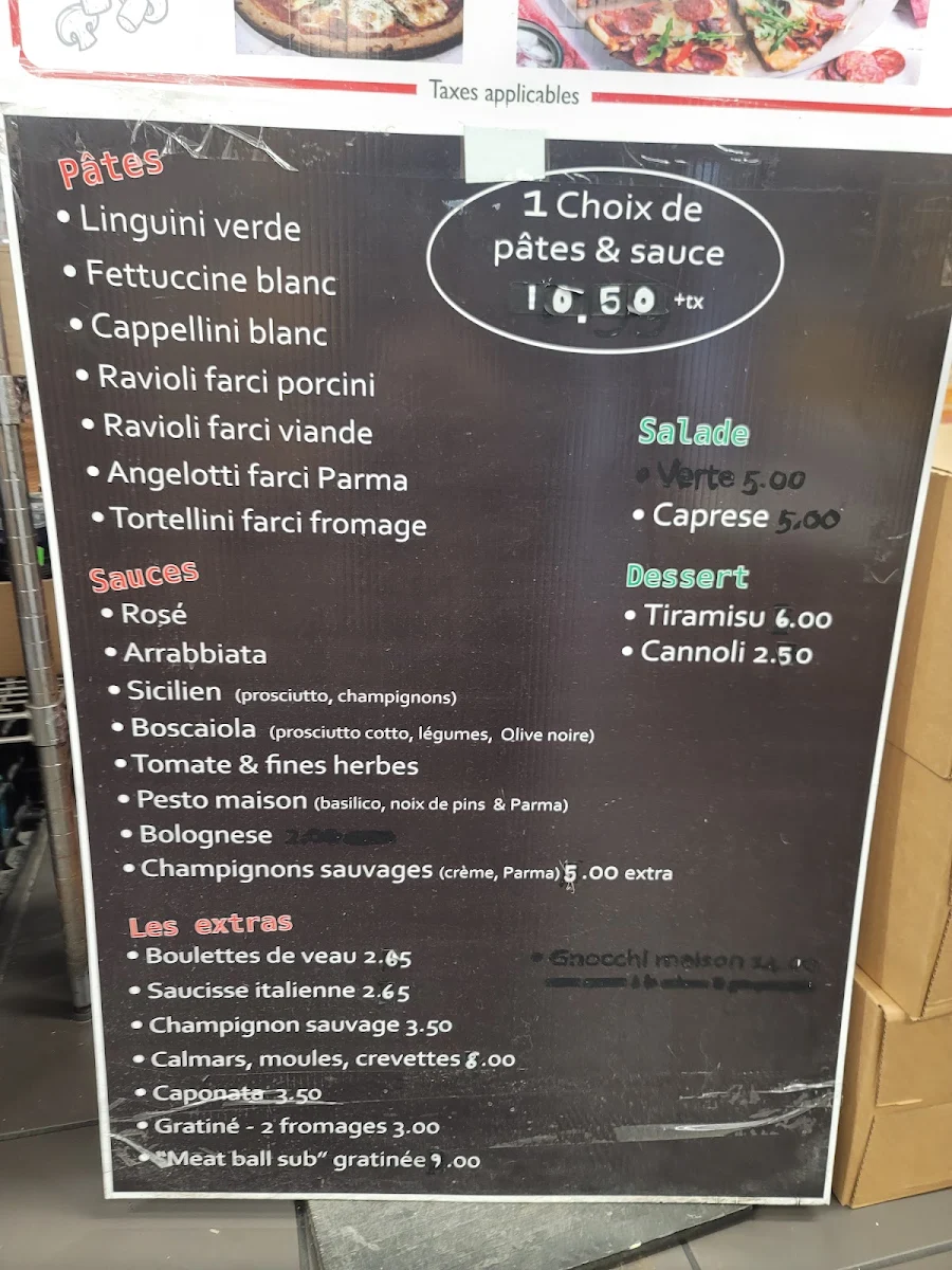 Menu, Maison des Pâtes Fraîches (la)
