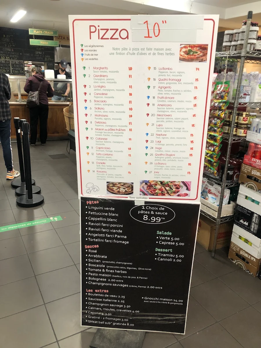 Menu, Maison des Pâtes Fraîches (la)