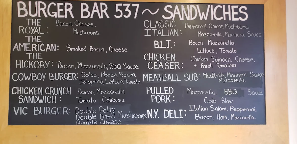 Menu, Uptown Pizza