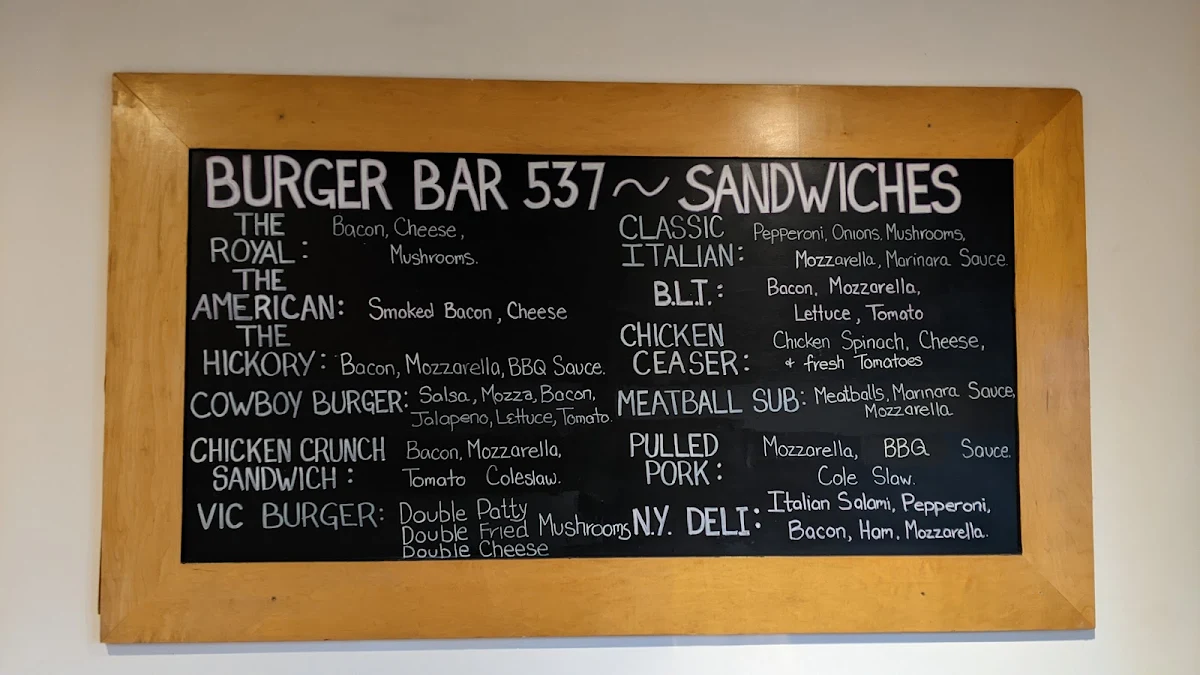 Menu, Uptown Pizza