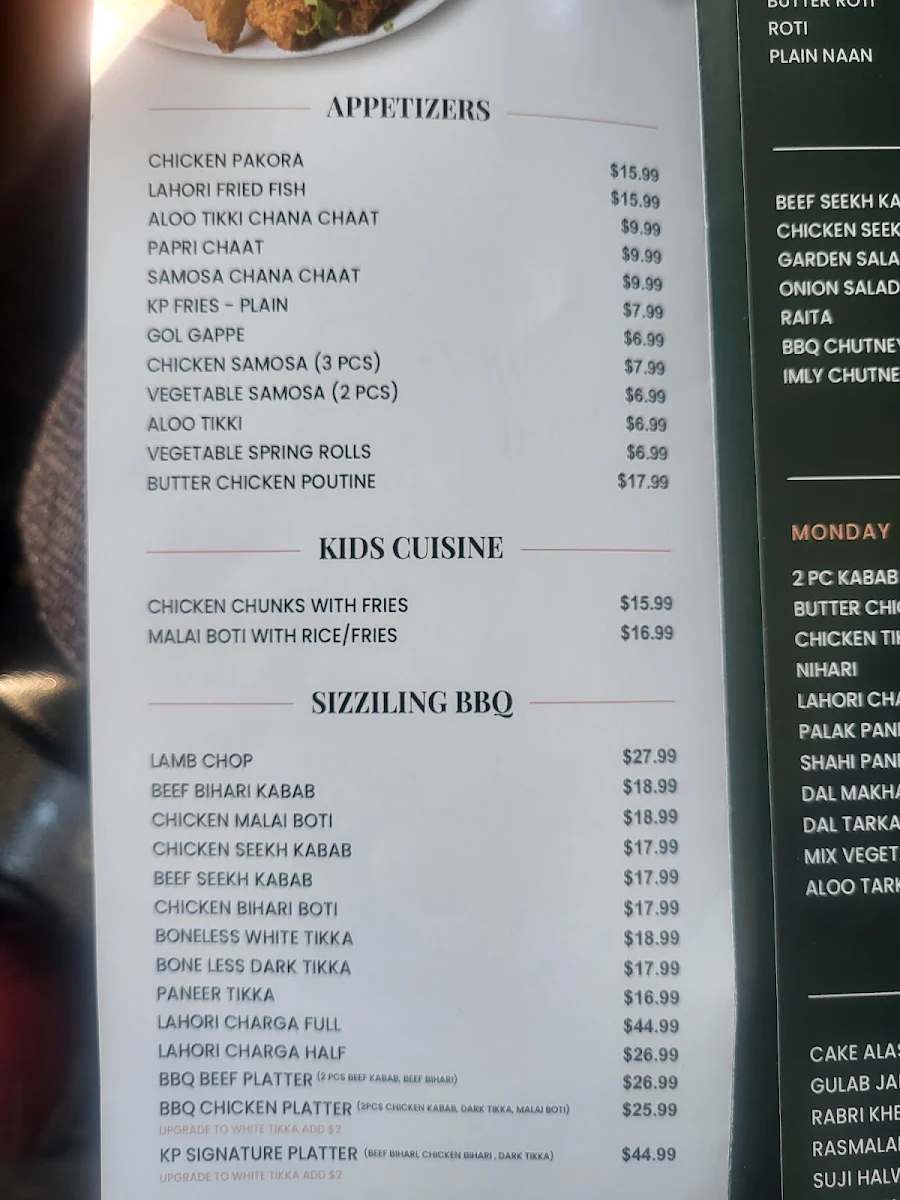Menu, Karahi Point Windsor