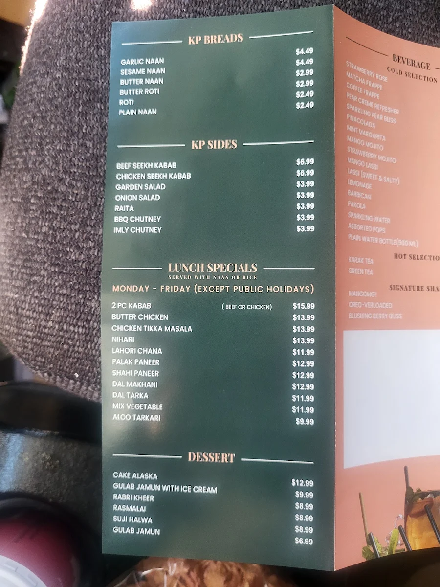 Menu, Karahi Point Windsor
