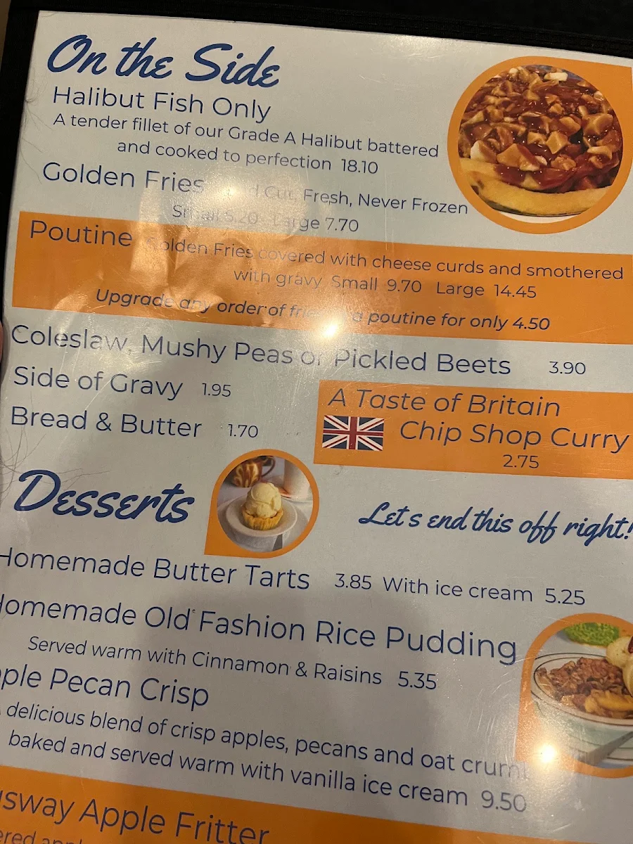 Menu, Kingsway Fish & Chips
