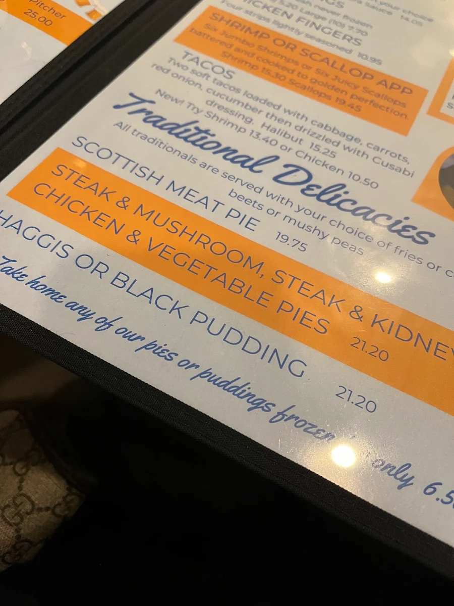 Menu, Kingsway Fish & Chips