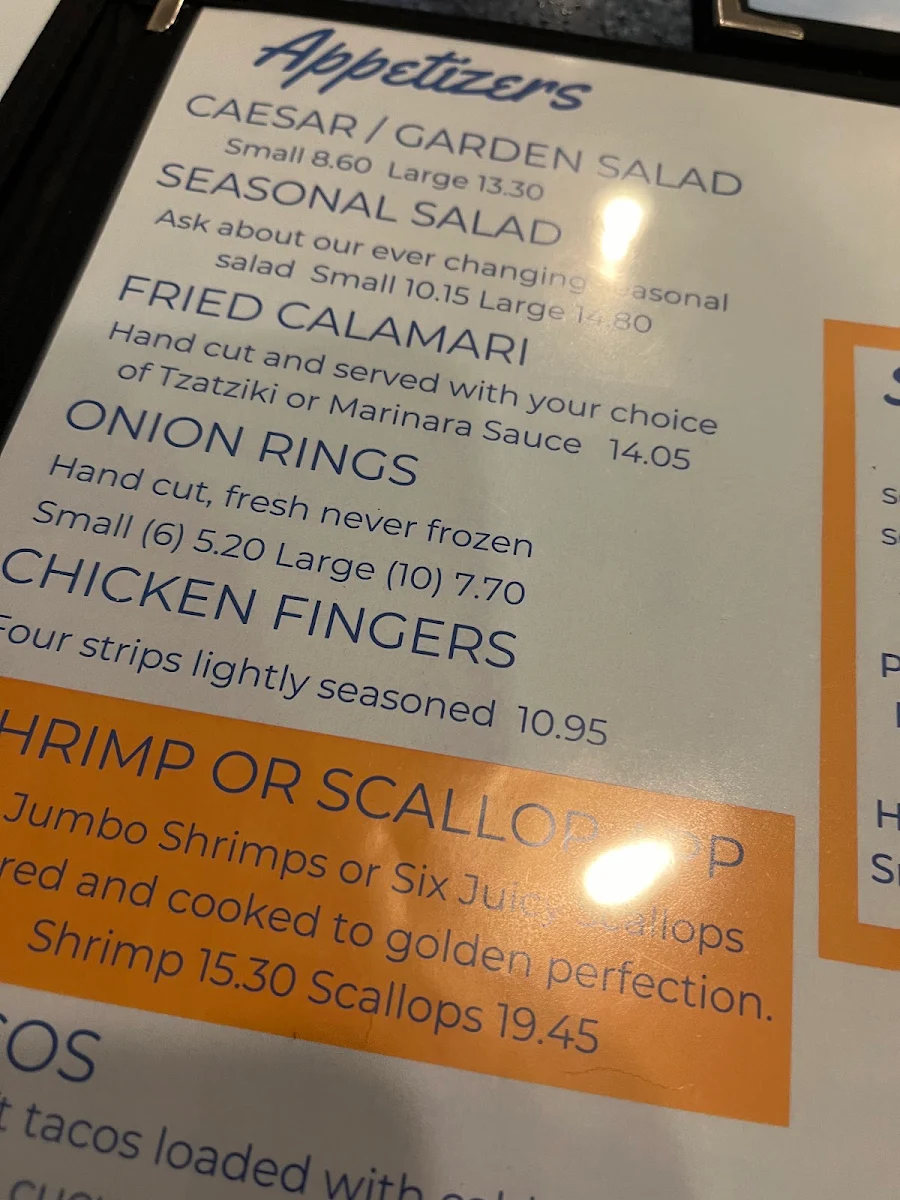 Menu, Kingsway Fish & Chips