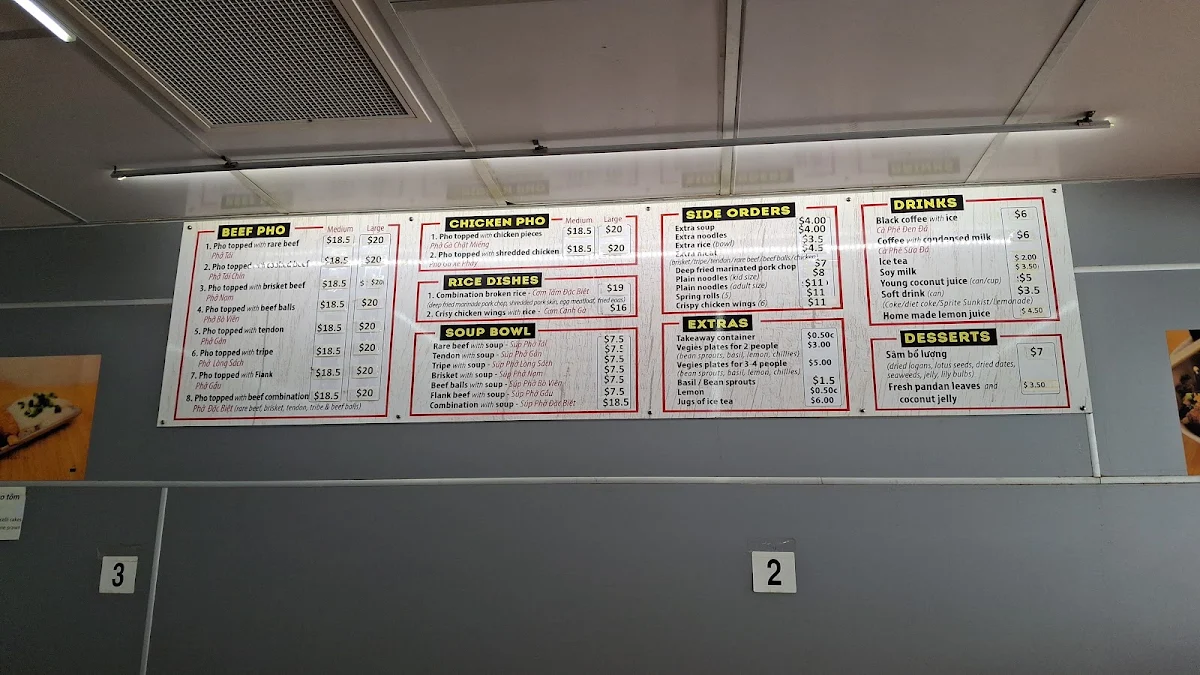Menu, Pho An SKYLARK