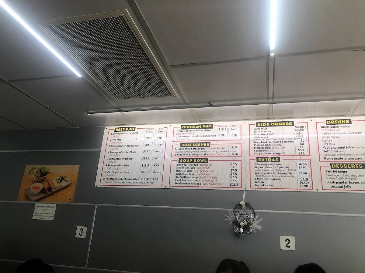 Menu, Pho An SKYLARK