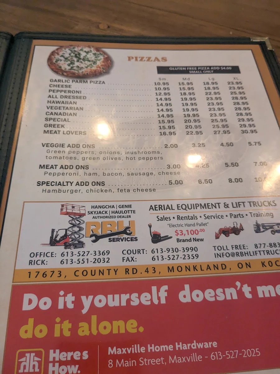 Menu, Martintown Restaurant
