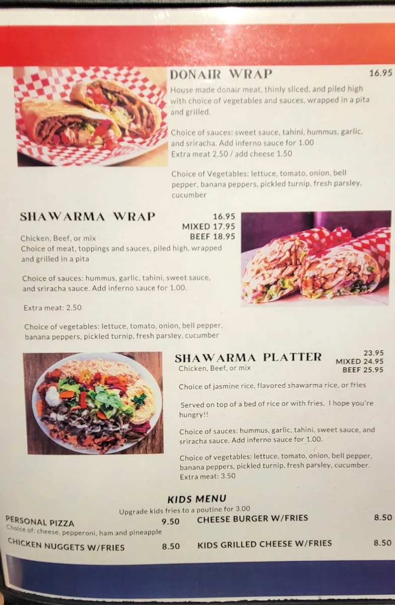 Menu, Inferno's