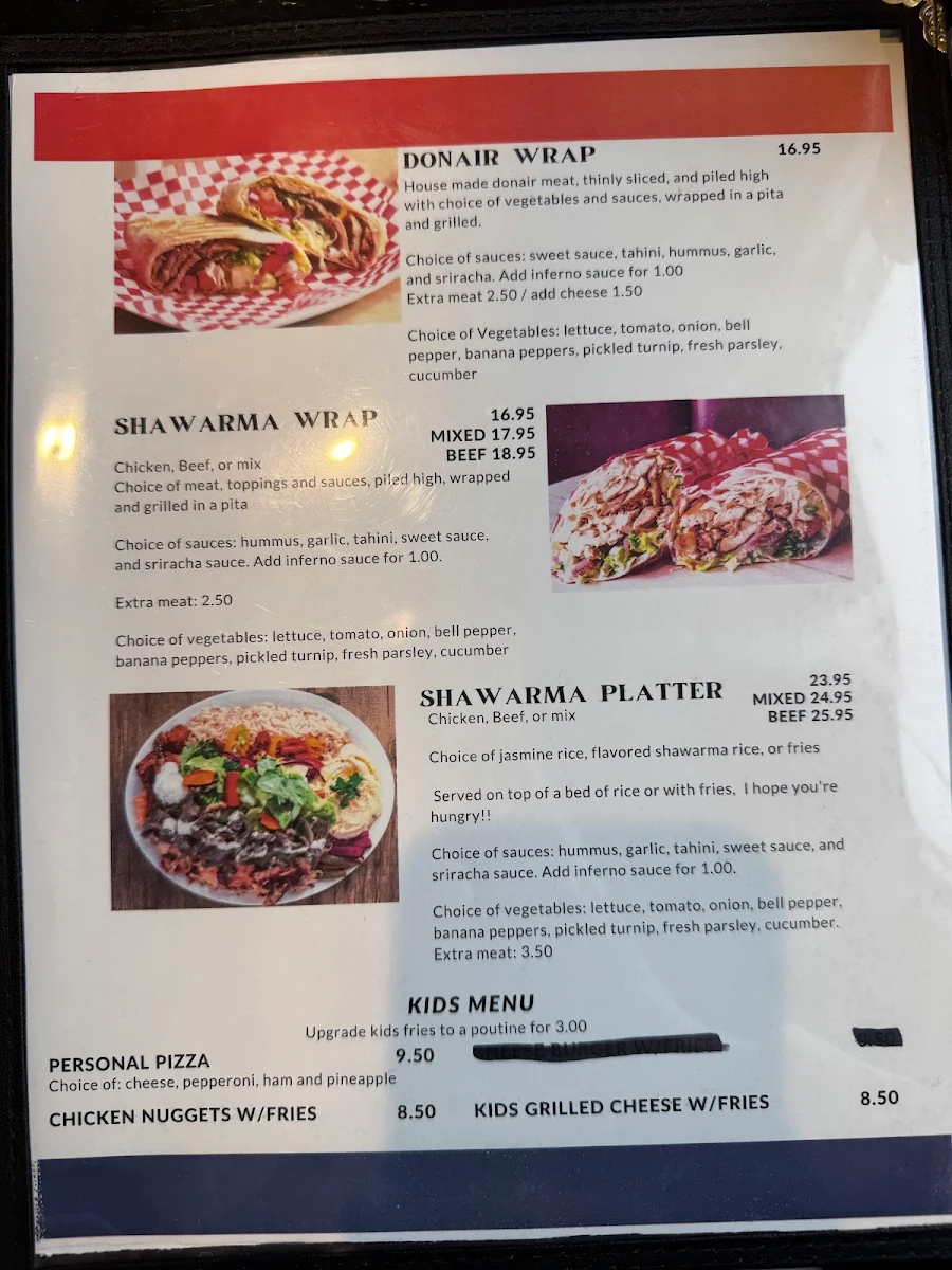 Menu, Inferno's