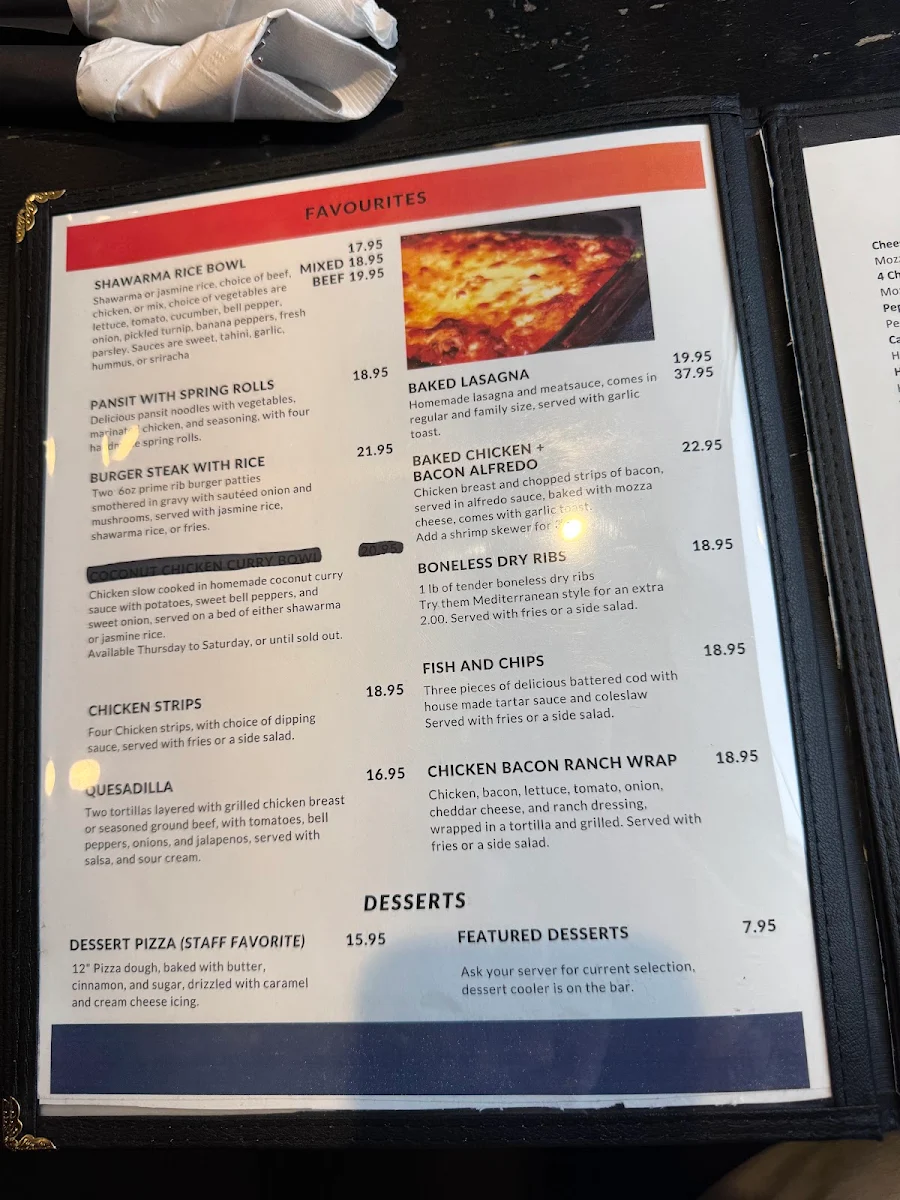 Menu, Inferno's