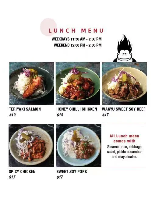 Menu, Korilla BBQ Restaurant