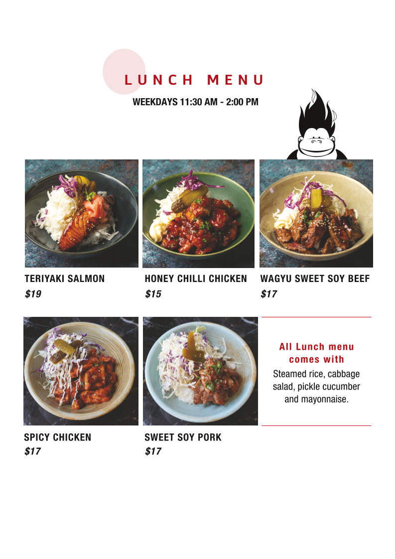 Menu, Korilla BBQ Restaurant
