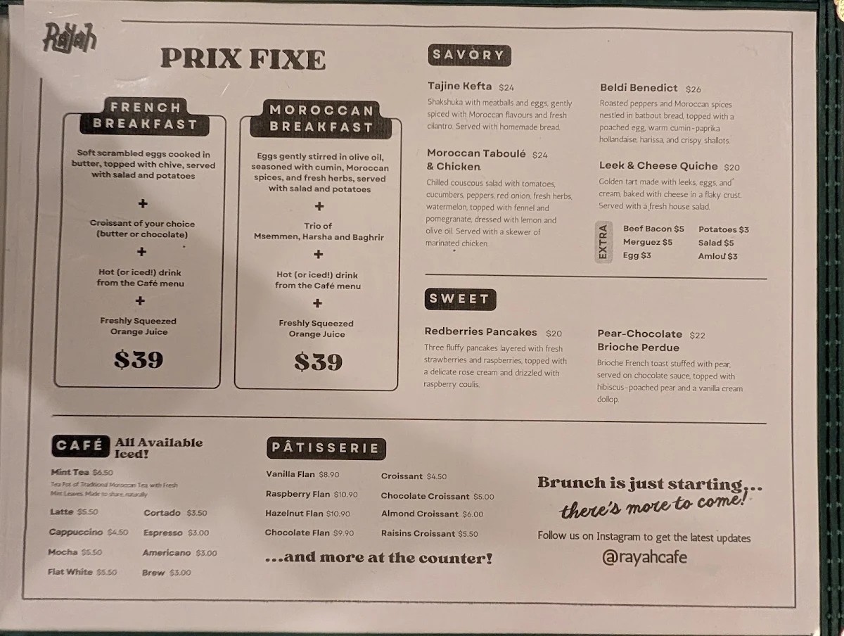 Menu, Rayah