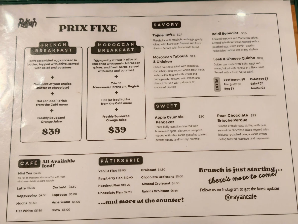 Menu, Rayah