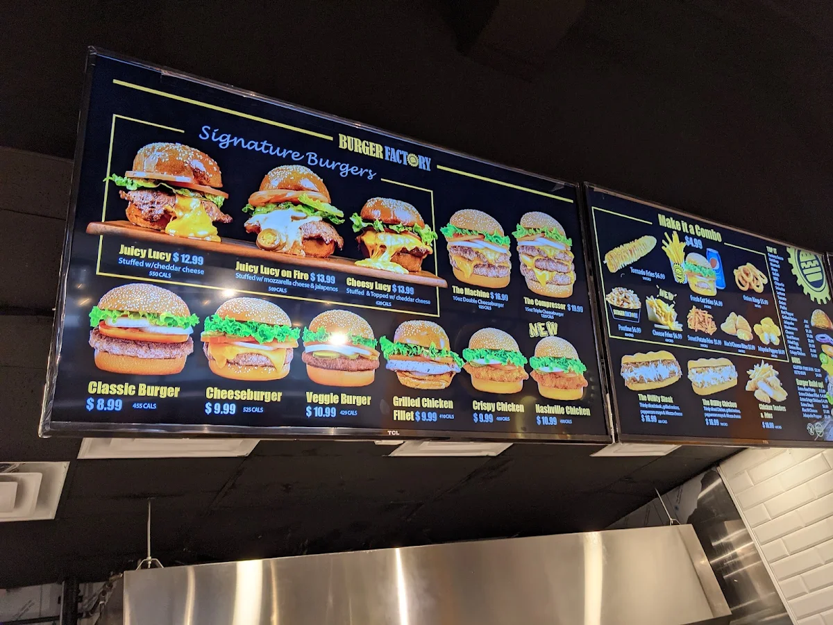 Menu, Burger Factory - Whitby