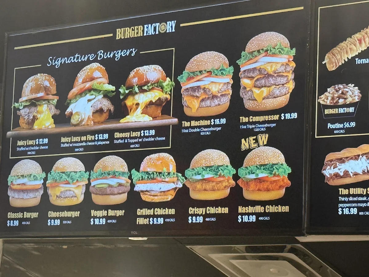 Menu, Burger Factory - Whitby