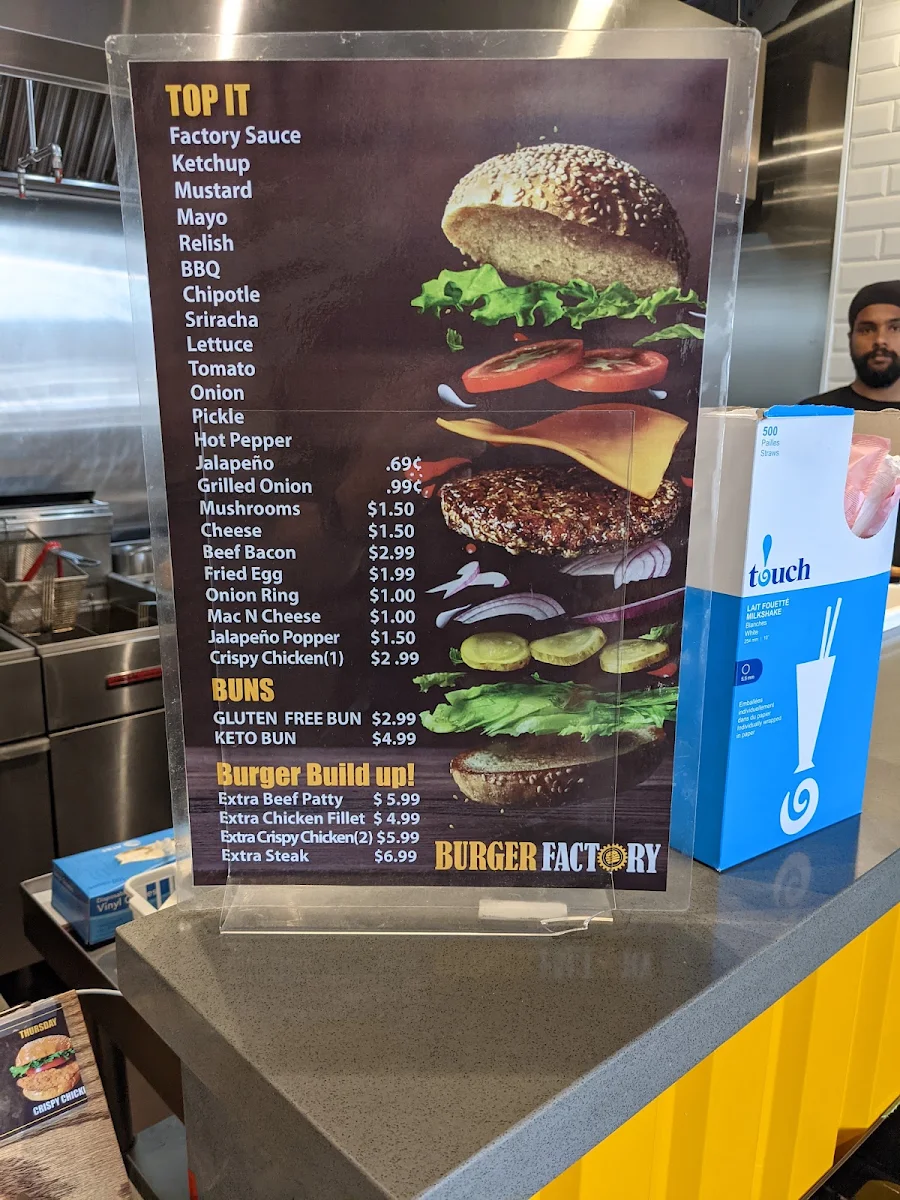 Menu, Burger Factory - Whitby