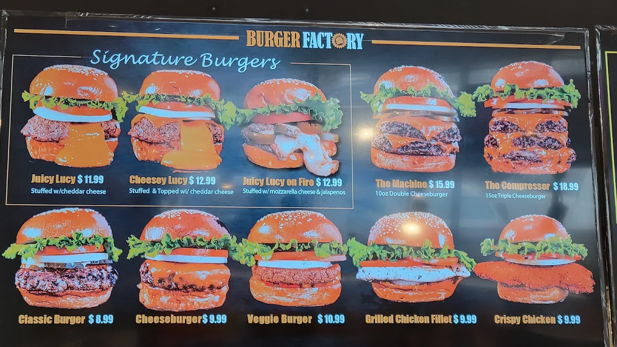 Menu, Burger Factory - Whitby