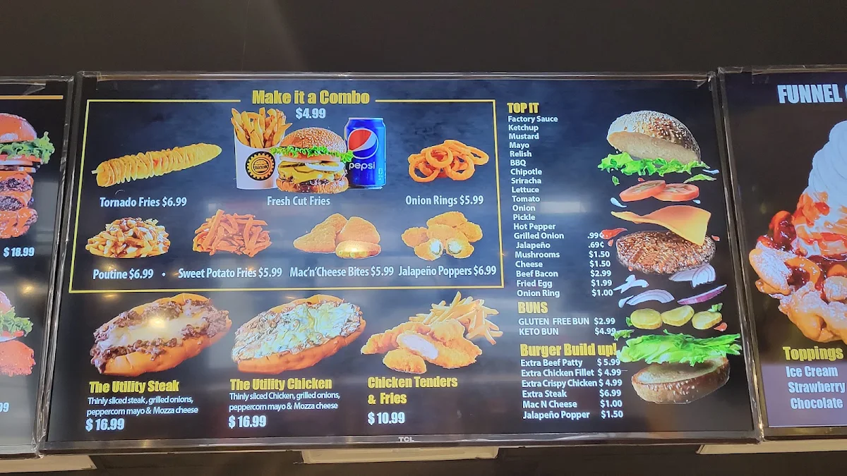 Menu, Burger Factory - Whitby