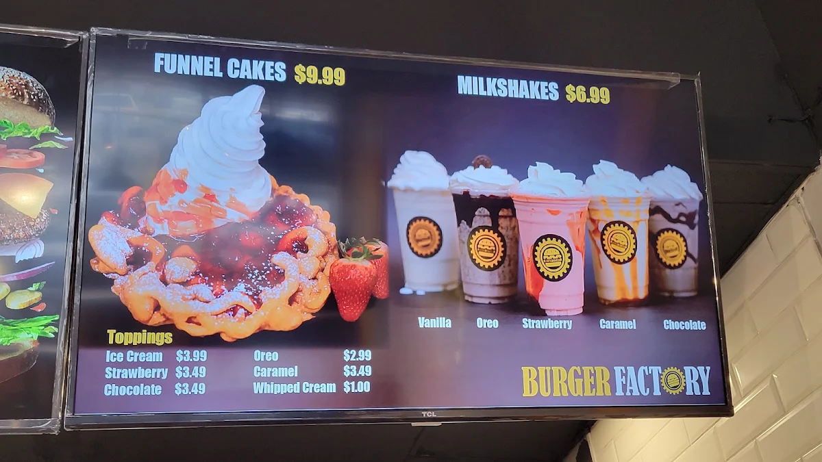 Menu, Burger Factory - Whitby