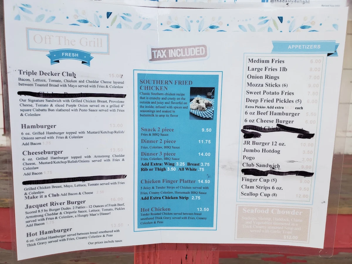 Menu, Dairy Delight