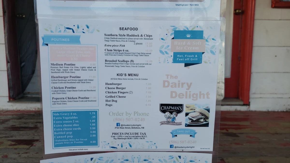 Menu, Dairy Delight