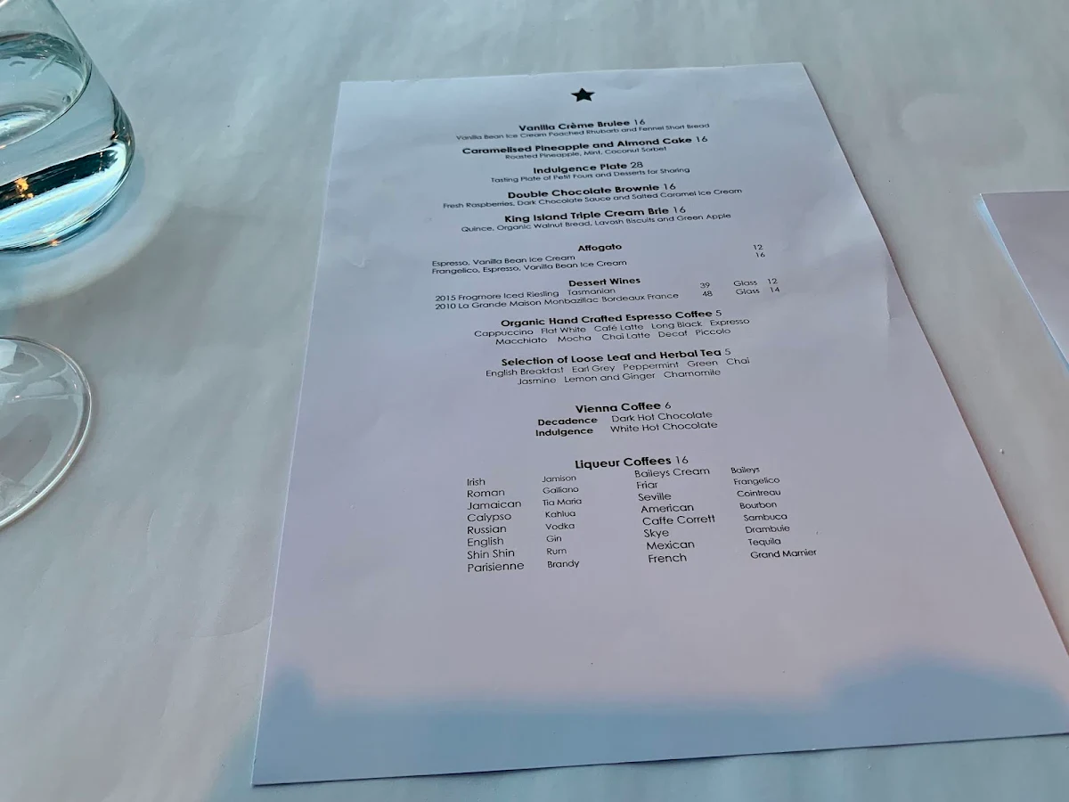 Menu, Ocean Restaurant and Bar - Blue Bay