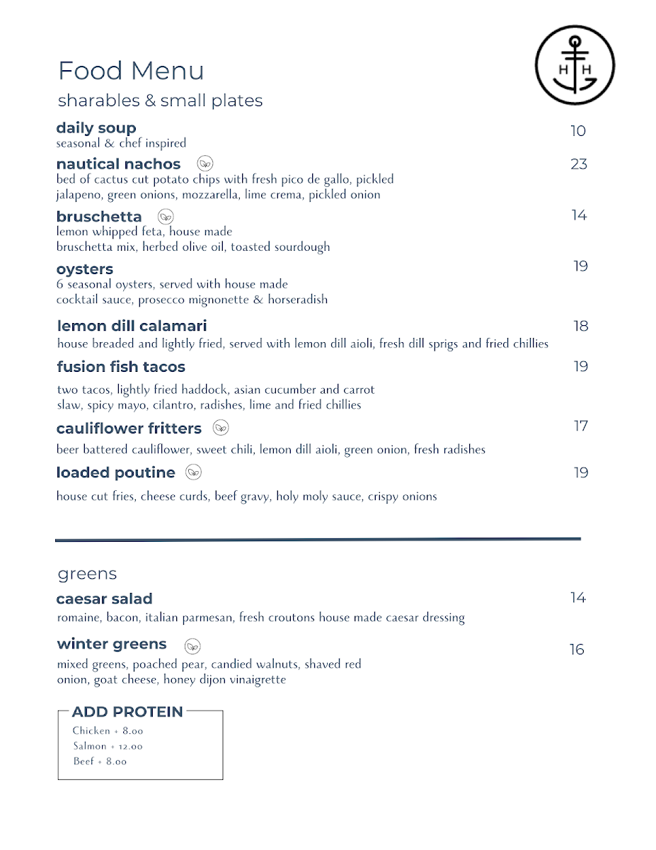Menu, Harbour House Tap & Kitchen
