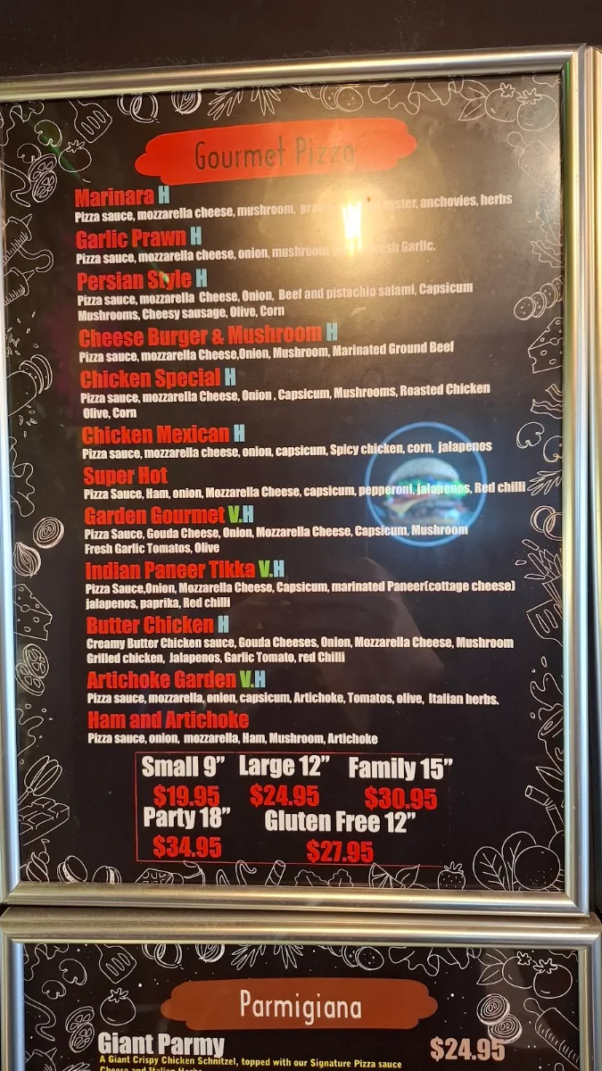 Menu, Pizza infinity