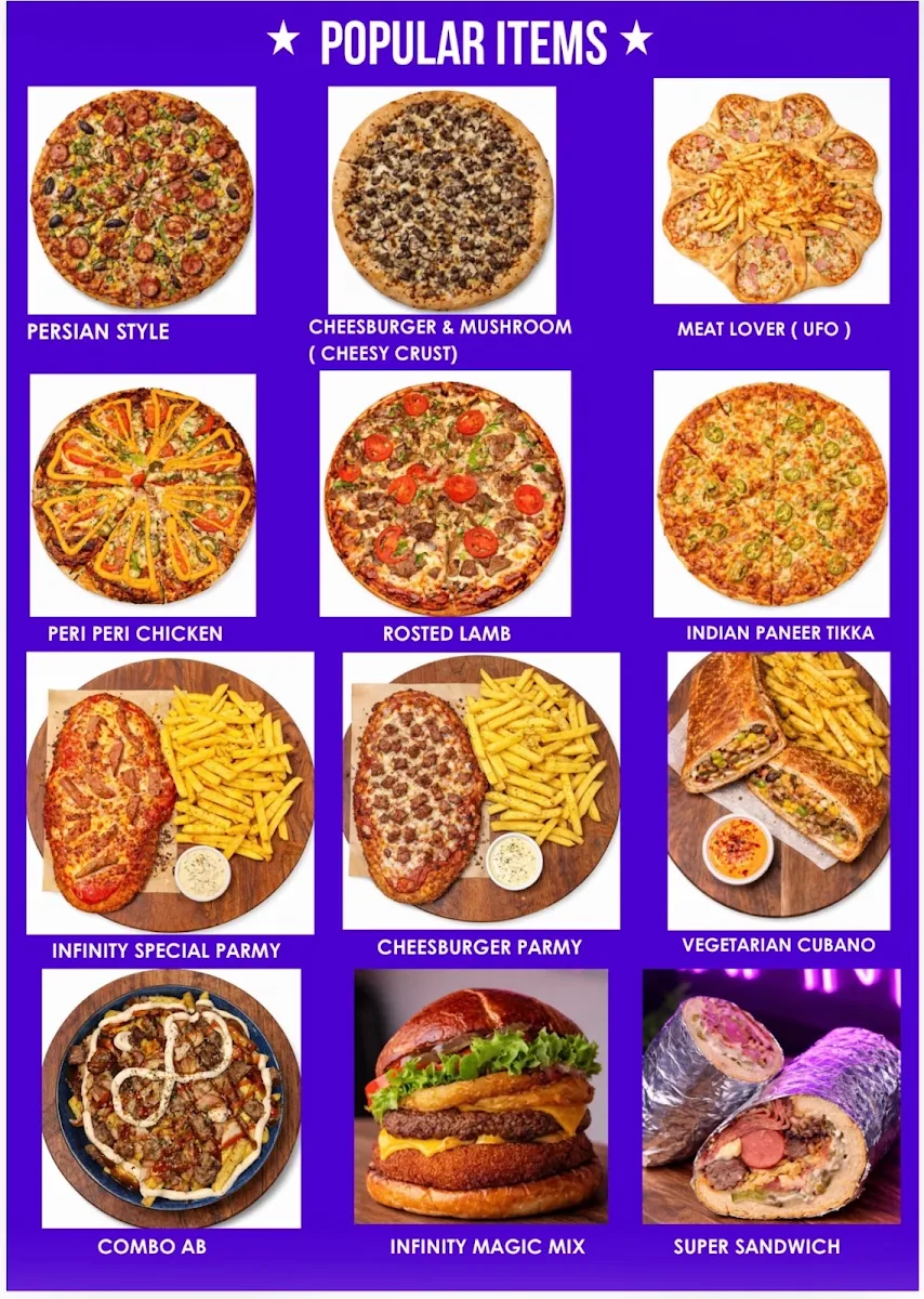Menu, Pizza infinity