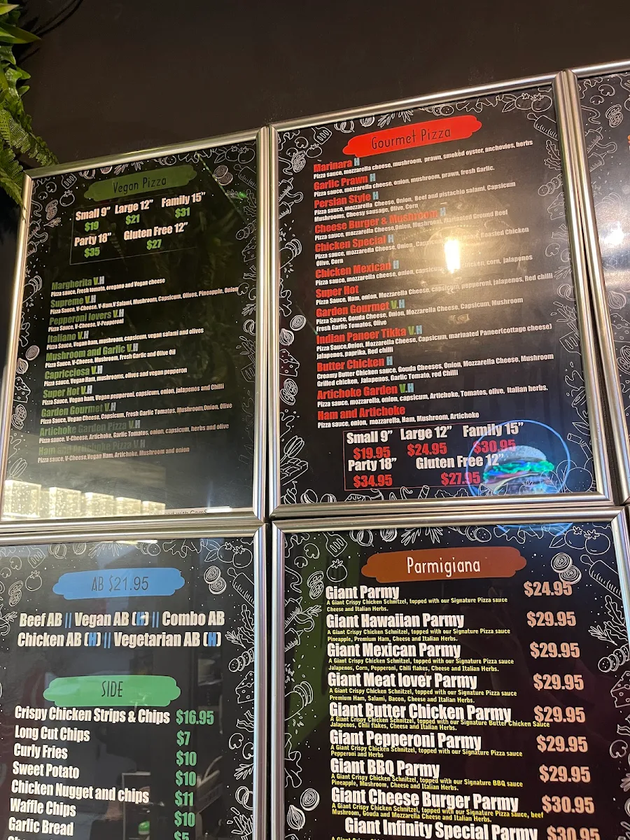 Menu, Pizza infinity