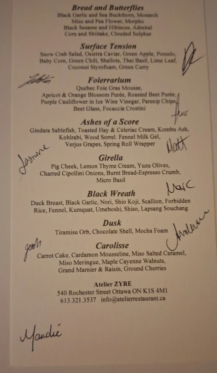 Menu, Atelier