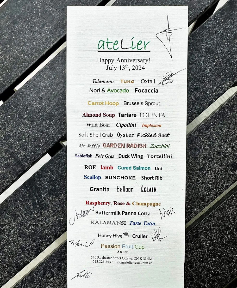 Menu, Atelier
