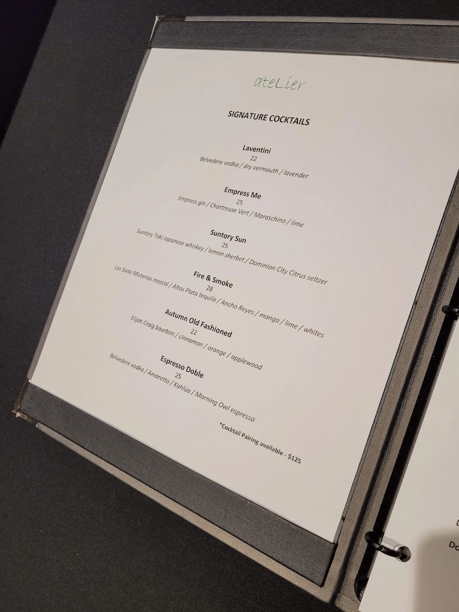 Menu, Atelier