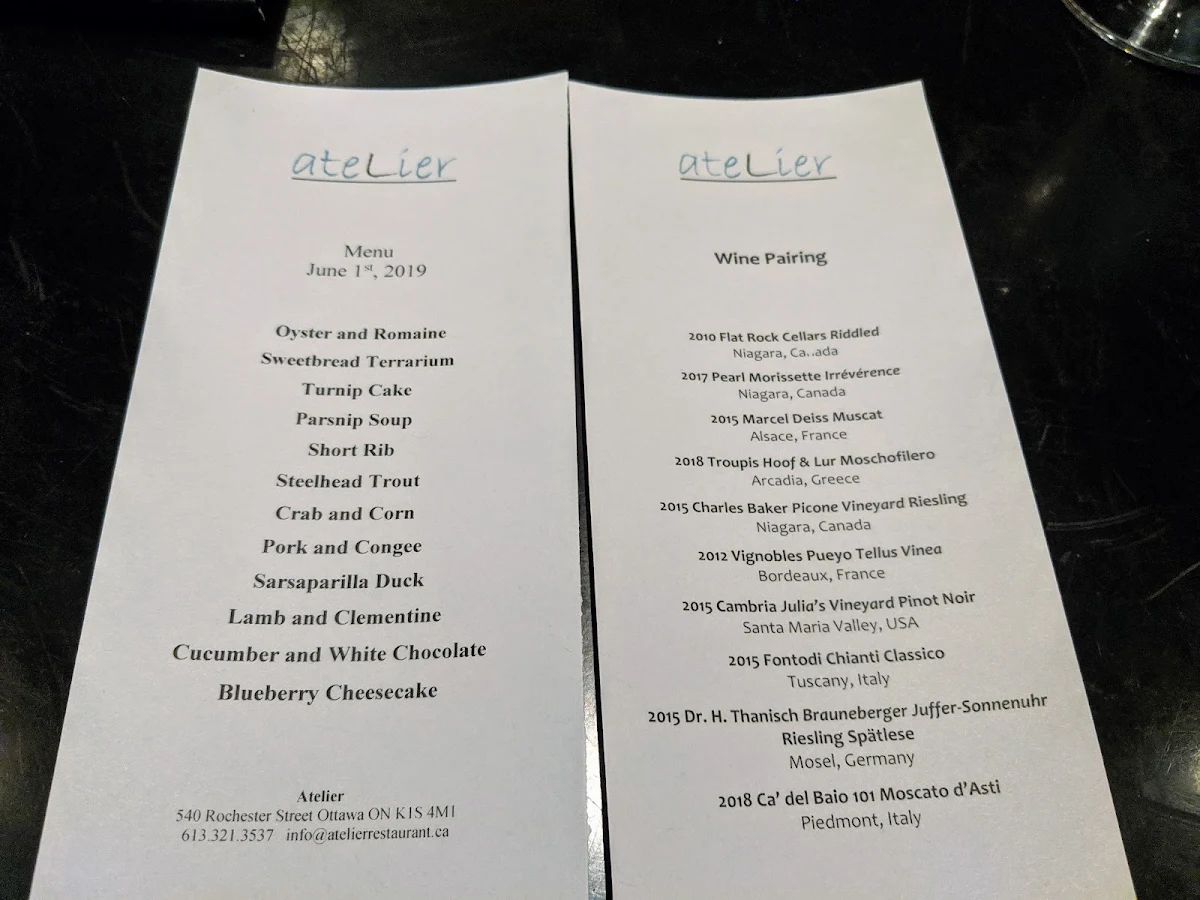 Menu, Atelier